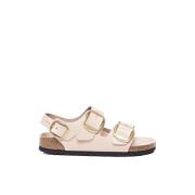 Birkenstock Beige Big Buckle Sandaler Naturläder Beige, Dam