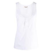 Saint Laurent Genomskinlig Henley Tank Top White, Dam