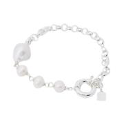 Pearl Octopuss.y Pärlkedja Armband Handgjord Logoplatta Gray, Dam