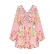 Camilla Samlad Kimono Silke Mini Klänning Multicolor, Dam