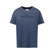 Maison Margiela Blå Bomull Logo T-shirt Blue, Herr