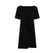 Courrèges Bomull Mini Klänning Båtringning Black, Dam