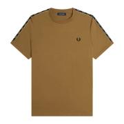 Fred Perry Autentisk Ringer Tee med Laurel Crown Ärmar Brown, Herr