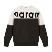 Isabel Marant Bicolor Bomull Långärmad Rund Hals Sweatshirt Multicolor...