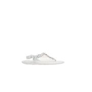 Miu Miu Kristall Vit Rep Sandaler Gray, Dam