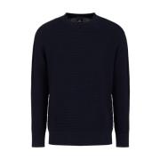 Armani Exchange Marinblå Bomull Pullover Tröja Blue, Herr