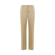 Saint Laurent Beige Straight Leg Bomull Drill Byxor Beige, Dam