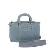 Prada Vintage Pre-owned Nylon handvskor Blue, Dam