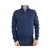 Belstaff Marinblå Zip-Up Jersey Polo Blue, Herr