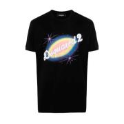 Dsquared2 Svart Bomull Logo T-shirt Slim Fit Black, Herr