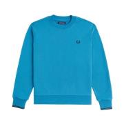 Fred Perry Blå Crew-neck Sweatshirt Bomullsblandning Blue, Herr