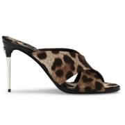 Dolce & Gabbana Leopard Print Stiletto Mules Multicolor, Dam