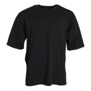 Dolce & Gabbana Svart Logo Präglad Crew Neck T-shirt Black, Herr