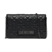 Love Moschino Quiltad Axelväska Svart Metall Black, Dam