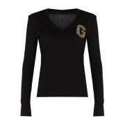 Guess Elegant V-ringad Blus Black, Dam