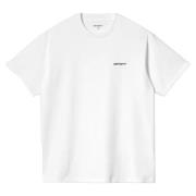 Carhartt Wip Script Broderi T-shirt Vit Svart White, Herr