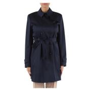 Marella Stretch Bomull Trench Coat Blue, Dam