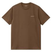 Carhartt Wip Script Broderi T-shirt Vit Brown, Herr