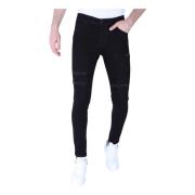 Local Fanatic Ripped Torn Jeans Herr - Slim Fit -1092 Black, Herr