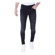 Local Fanatic Stone Washing Men Slim Fit Jeans med Stretch Black, Herr