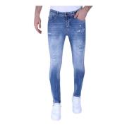 Local Fanatic Stentvättade Slim Fit Jeans För Män Med Stretch -1098 Bl...