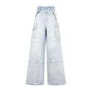 Vetements Ljusblå Transformer Baggy Jeans Blue, Dam