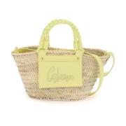 Castañer Raffia Panier Väska med Läderlogotyp Yellow, Dam