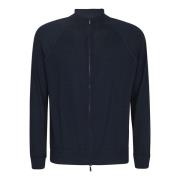 Drumohr Blå Merinoull Zip Cardigan Blue, Herr