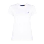 Ralph Lauren Vit Broderad-Logotyp T-Shirt White, Dam