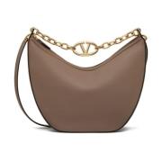 Valentino Garavani Brun Hammrad Läder Hobo Väska Brown, Dam