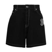 Off White Svarta Denim Flared Bermuda Shorts Black, Herr