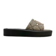 Borbonese Naturlig Svart Slide Sandal Black, Dam