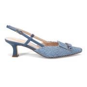 Tosca Blu Blå Läder Slingback Klackar Blue, Dam