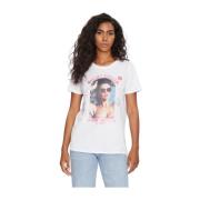 Guess Malibu Screen Printed Rhinestone T-Shirt White, Dam