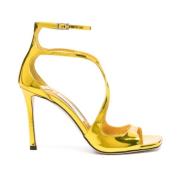 Jimmy Choo Gul Azia Metalliska Läder Sandaler Yellow, Dam