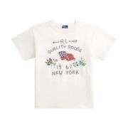 Ralph Lauren Broderad Crew Neck T-shirt White, Dam