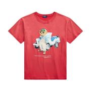 Ralph Lauren Röd Grafisk Tryck Bomull T-shirt Red, Dam