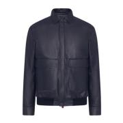 Kiton Blå Lambskin Bomberjacka Blue, Herr