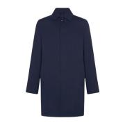 Kiton Navy Blue Linen Trench Coat Blue, Herr