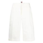 Thom Browne Vita bomullsväv serge shorts White, Herr