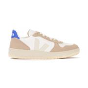 Veja V-10 Läder Sneaker Vit Beige Blå Multicolor, Herr