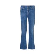 Liu Jo Hög Midja Crop Flare Jeans Blue, Dam