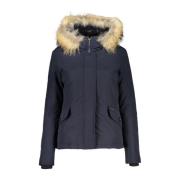 Woolrich Blå Hooded Jacket med Avtagbar Päls Blue, Dam
