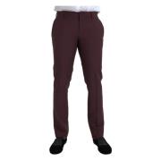 Dolce & Gabbana Maroon Slim Fit Dress Pants Brown, Herr