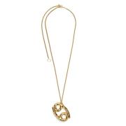 Jil Sander Guld Cancer Zodiac Hänge Halsband Yellow, Dam