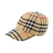 Burberry Rutig Snapback Keps Vintage Stil Beige, Unisex