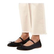 Alohas Svarta Satin Ballet Flats Black, Dam