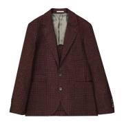 Brunello Cucinelli Röd Tartan Ulljacka Red, Herr