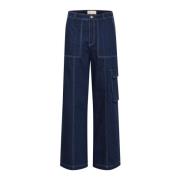 Lounge Nine Cargo-inspirerade Raw Denim Byxor Blue, Dam