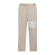 Thom Browne Beige Bomull Straight Leg Byxor Beige, Herr